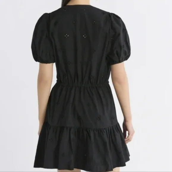 Nwt Free Assembly  Cotton Eyelet Tiered Mini Dress with Puff Sleeves, Med. - Picture 2 of 8